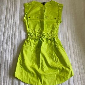 Banana Republic safari mini dress lime neon green